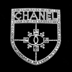 AUTHENTIC Chanel Crystal Crest Shield Brooch.